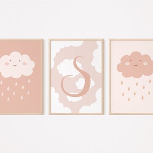 Carta de póster de nube personalizada conjunto viejo rosa I regalo de póster, habitación de bebé, nube de póster para niños, decoración de la habitación de los niños, decoración de la pared,