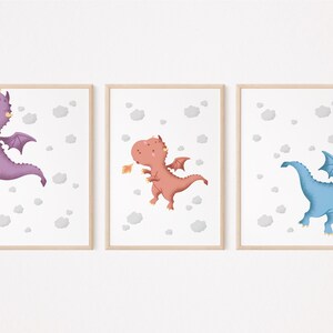 Baby Dragon Poster Set I Dragon Poster, Dragon Poster, Baby Dragon, Knight Poster, middeleeuwse poster, fabelposter, babykamerdraak
