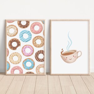 Set de carteles de café Donut I Póster infantil Donut, cartel de donuts, cartel de donuts, cartel de café, decoración de cacao, set de carteles de cacao, decoración de cocina