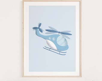 Helicopter poster I children's room poster helicopter, children's poster helicopter, pilot poster, pilot poster, helicopter decoration