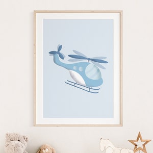 Helicopter poster I children's room poster helicopter, children's poster helicopter, pilot poster, pilot poster, helicopter decoration