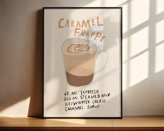 Caramel Frappe Coffee Poster I Coffee poster, dining room poster, kitchen poster, coffee poster, café decoration, kitchen poster, coffee decoration