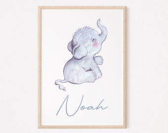 Personalized Elephant Name Poster I Personalized Poster with Name, Elephant Poster, Elephant Poster, Individual Baby Poster