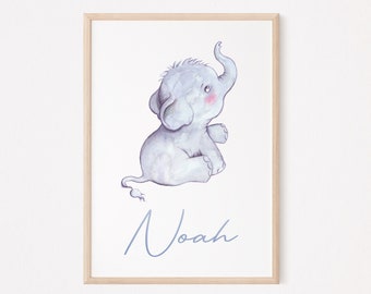 Personalisiertes Elefant Namenposter I Personalisierte Poster mit Namen, Elefantenposter, Elefant Poster, Individuelles Babyposter