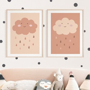Wanda und Wim Wolkenposter Set Braun I Boho Regenwolke, Wand Dekor, Babyzimmer, Wanddeko Montessori, Babyposter Wolke, Kinderzimmer Poster