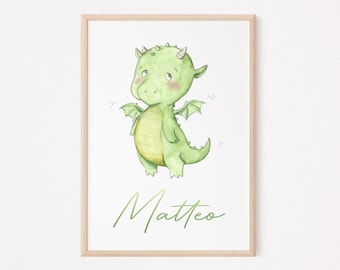 Personalized Dragon Name Poster I Personalized Poster with Name, Dragon Poster, Dragon Poster, Individual Baby Poster