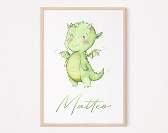 Personalisiertes Drache Namenposter I Personalisierte Poster mit Namen, Drachenposter, Drache Poster, Individuelles Babyposter