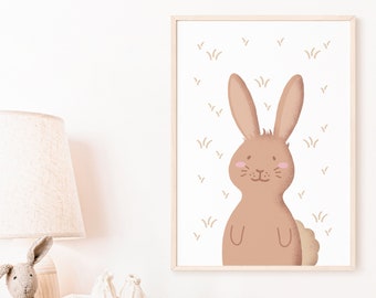 Hugo Rabbit Poster I Rabbit Poster, Forest Animal Poster, Animal Poster, Rabbit Poster, Rabbit Poster, Baby Room Rabbit, Children's Room Poster Rabbit
