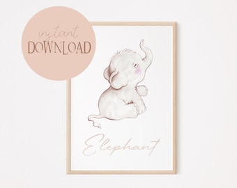 Eddie Elephant Poster I Elephant poster, elephant mural, elephant wall art, elephant decoration, baby room elephant, children's room elephant