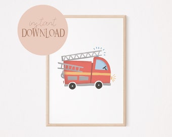 Fire Department Poster I Fire Engine Poster, Baby Room Fire Engine, Children's Room Fire Department, Fireman Poster, Fire Department Poster Decoration