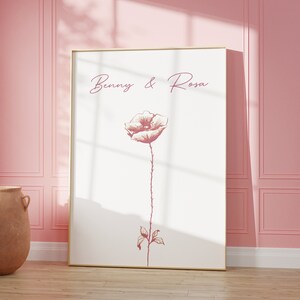 Imagen de pareja personalizada cartel rosa rojo marrón/violeta I pastel, cartel de pareja, regalo para ella, regalo para él, cartel de amor sala de estar