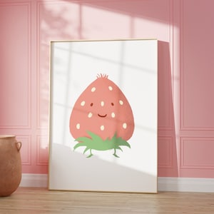 Emma Erdbeerposter I Erdbeere Poster, Emotionberries , Früchte Poster, Obst Poster, Mädchenzimmer Erdbeere, Obstposter, Erdbeer Poster