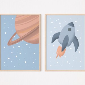 Planet and Rudi Rocket Poster Set I Children's Room, Rocket, Galaxy, Shuttle Poster, UFO Poster, Planet Poster, Star Poster, Astronaut image 4