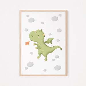 Dabur Dragon Poster Green I Dragon Poster, Dragon Poster, Baby Dragon, Knight Poster, Medieval Poster, Fable Poster, Baby Room Dragon