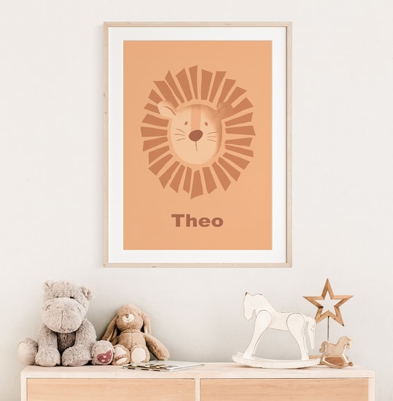 Personalisiertes Löwe Poster I Kinderzimmer Poster Löwe, Löwenposter, Safari Poster, Safariposter, Löwen Deko, Babyzimmer Löwe, Löwe Poster