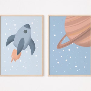Planet and Rudi Rocket Poster Set I Children's Room, Rocket, Galaxy, Shuttle Poster, UFO Poster, Planet Poster, Star Poster, Astronaut image 3