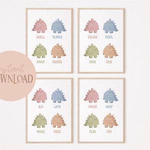 Set de Pósteres Feelings Monster 4 Idiomas I Póster Emociones, Póster Educativo, Pedagogía, Decoración Montessori, Póster Feelings, Póster Monstruo