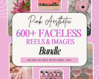 Pink Faceless Video Reels and Photo Vault | Pink Aesthetic IG Stories, Posts & Videos | MRR PLR Content Creator Bundle | Digital Marketing