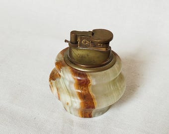 Onyx Table Lighters, Brass Lighter, Cigar Lighter, Marble