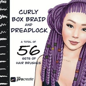 Procreate Hair Brushes. Procreate Curly, Braid, Dreadlock Brushes. Realistic Hair Brush. Vegalia Brush