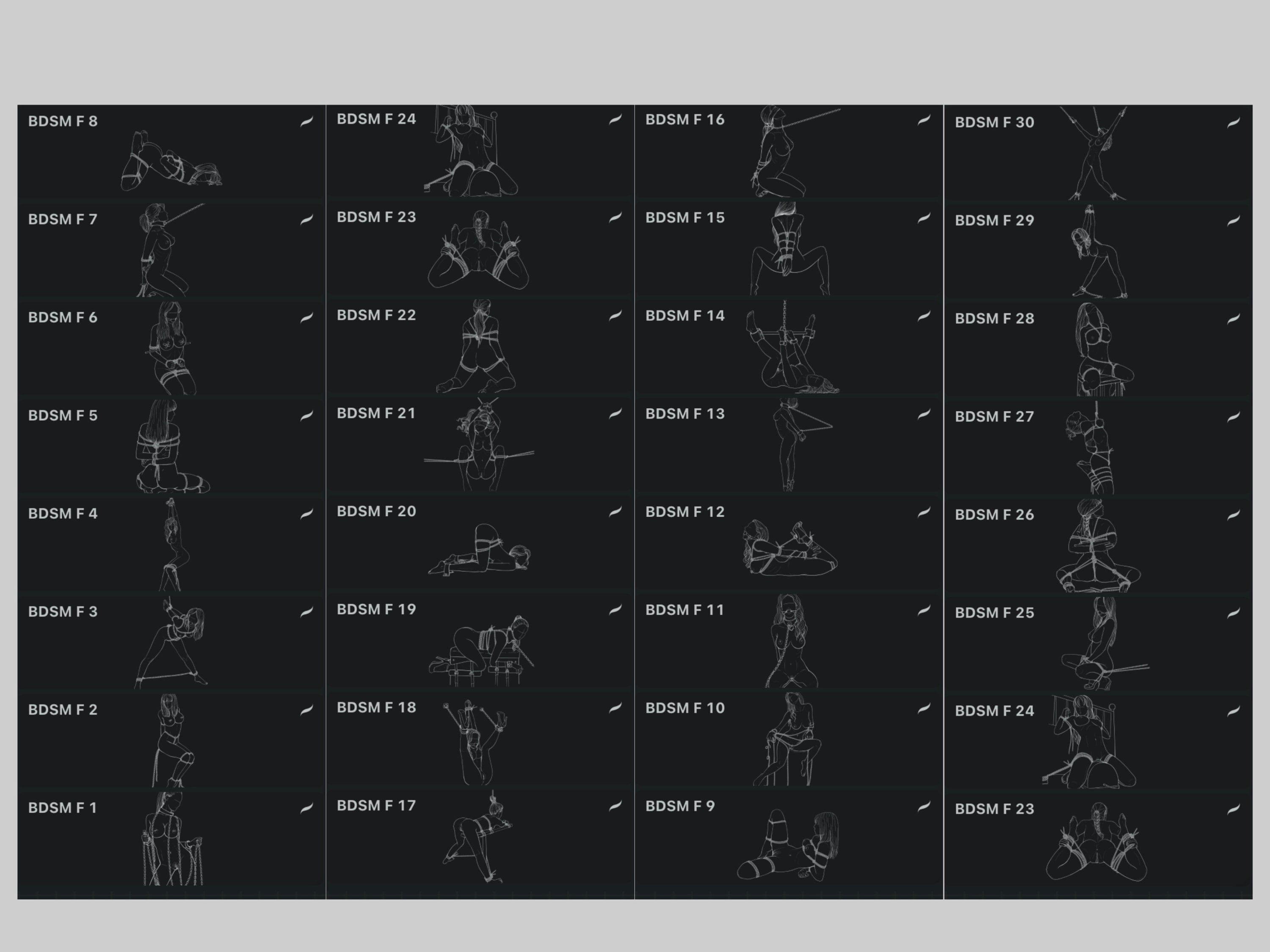 Procreate BDSM Female Pose Stamps, BDSM Figure Drawing, Procreate Adult