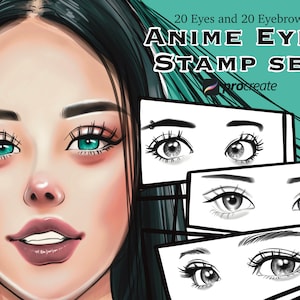 Procreate Anime Eyes stamp, Cartoon Eyes for Procreate, Eyes brushes, Procreate eye stamps, Anime procreate, Eyes and Eyebrow stamp