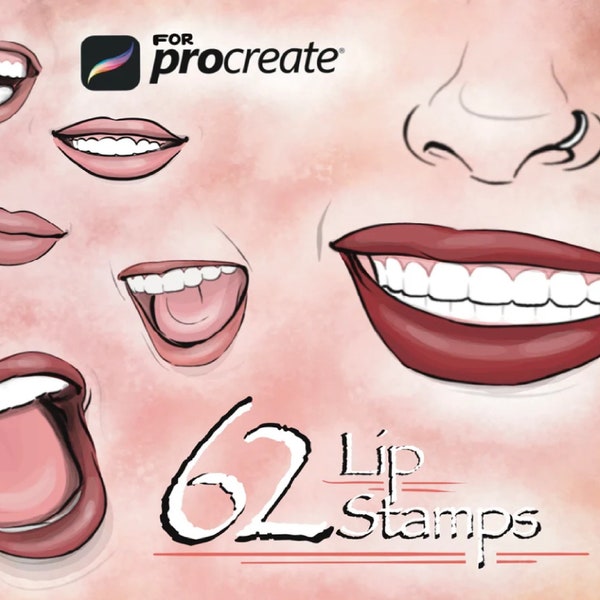 Procreate lip brush, Realistic Lip stamps, Smile stamp for iPad, Digital mouth stamp, Procreate face brushes