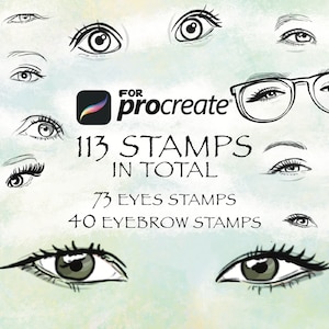 Procreate Eyes and Eyebrow Big Stamp Set, Procreate Realistic Portrait Brushes, Hand Drawing New Brushes for Procreate