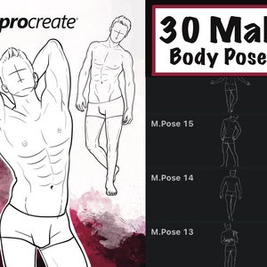 Procreate male body stamps, Procreate male poses, Realistic male body Procreate, Male anatomy body pose, Procreate body stamp