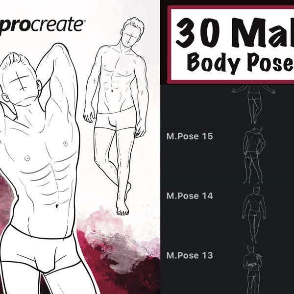 Procréer des tampons pour le corps masculin, Procréer des poses masculines, Procréer un corps masculin réaliste, Procreate, Anatomie masculine, Procréer un tampon pour le corps