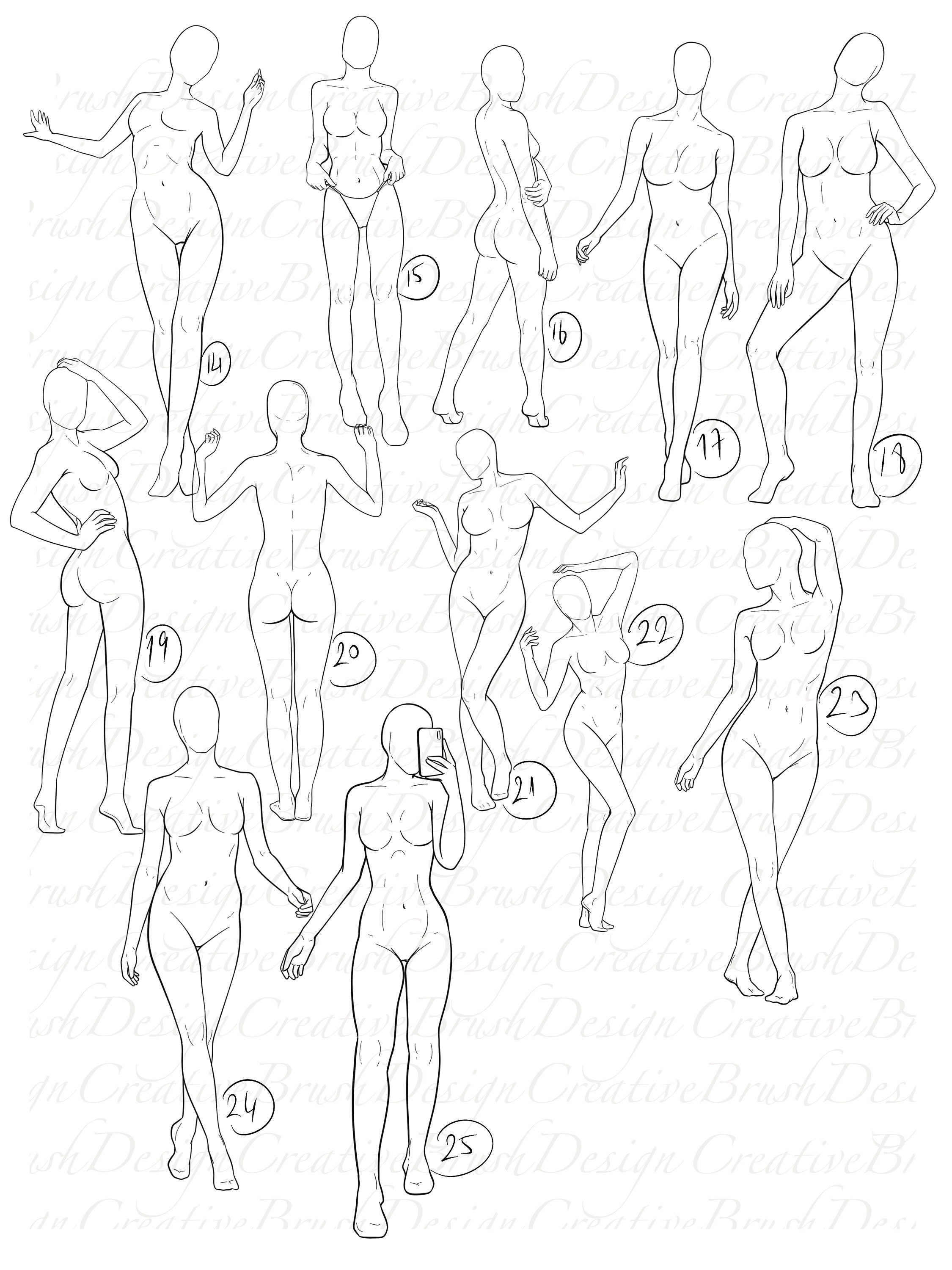 Body Stamps for Procreate, Sketch Body Drawing, Procreate Drawing ...