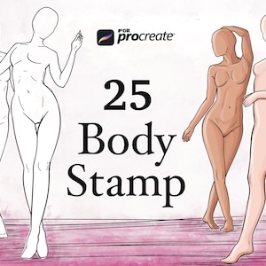 Procreate body stamp. Procreate pose brushes. Procreate figures, sketch body drawing. Procreate realistic anatomy guide