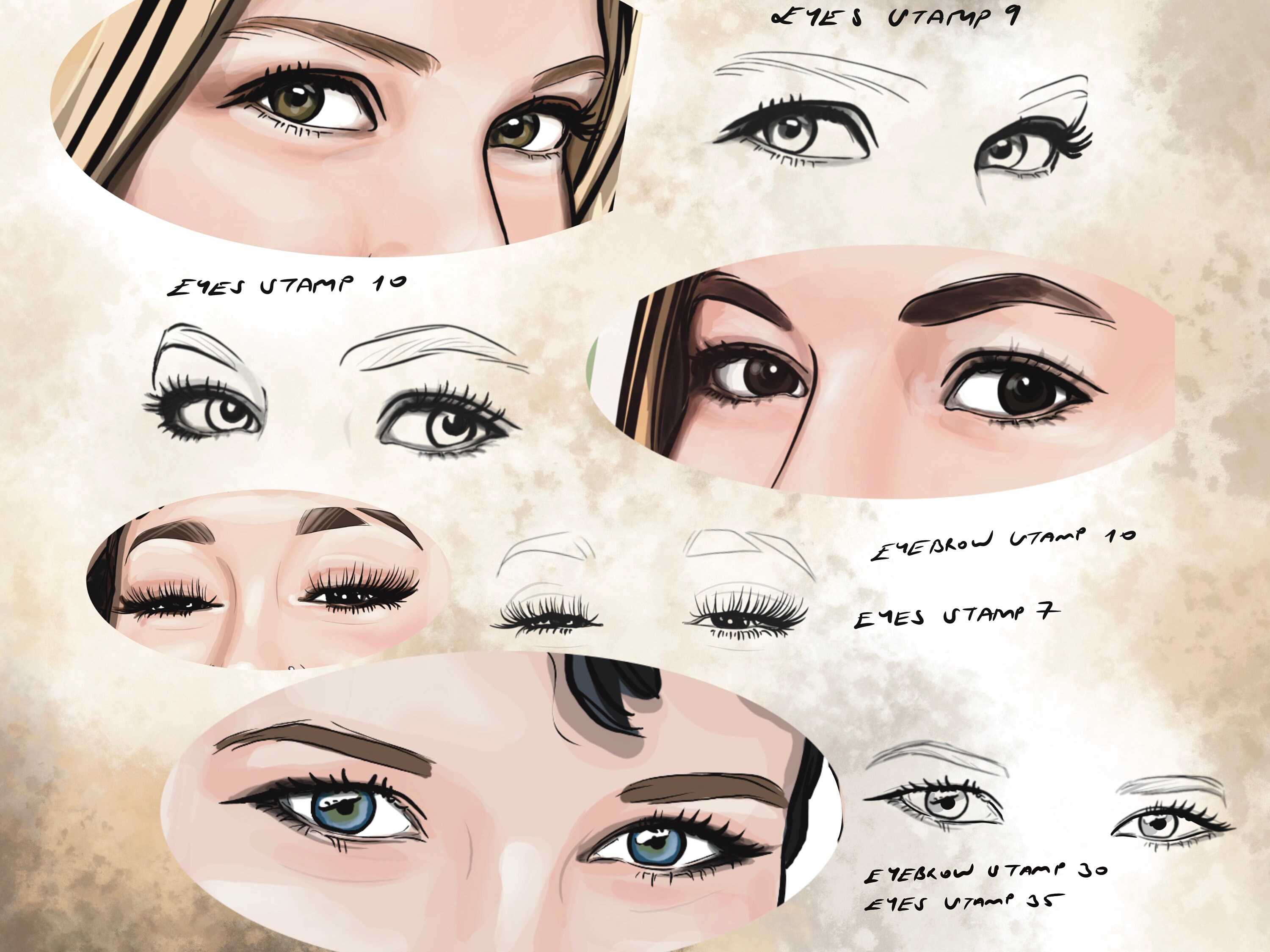 Procreate Eyes and Eyebrow Big Stamp Set Procreate Realistic Etsy