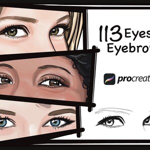 Procreate Eyes, Procreate Eyebrow, Eye and Eyebrow Big Stamp Set, Procreate Realistic Portrait Brushes, Digital Downloads for iPad Procreate