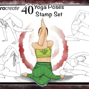 Procreate Yoga Stamps, Yoga Poses Brushes for Procreate, Procreate Sport, Procreate female poses, Procreate body pose