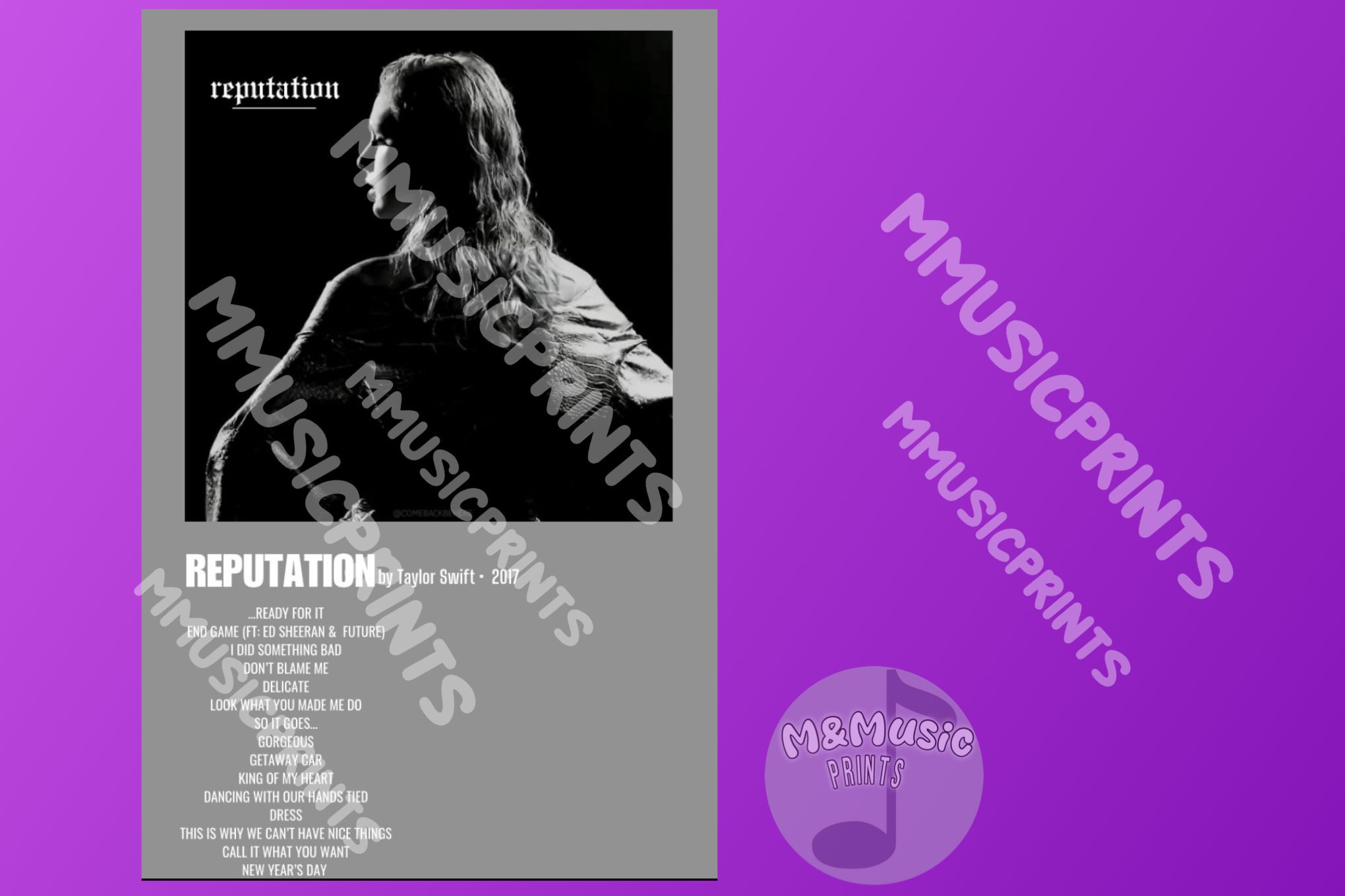 DIGITAL DOWNLOAD Taylor Swift Reputation Album Song Polaroid Made for ...