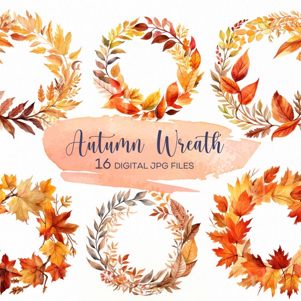 Herbst Herbst Aquarell Kranz Clipart, Herbst Clip Art, Herbst Clipart, Herbst Blätter, Ernte Blätter Wald rustikal