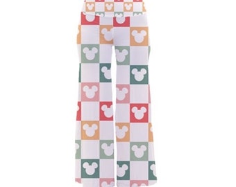 Beautiful wide leg hidden Mickey head palazzo pants Magic Mouse parks