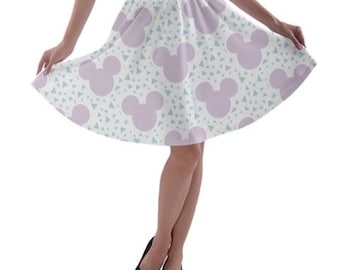 Magical Mouse Parks inspired Mickey and Minnie heads skater skirt