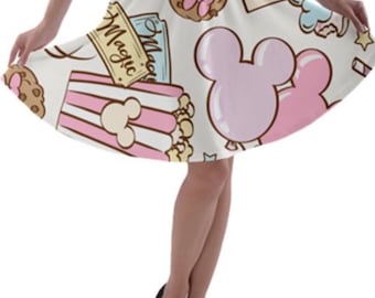 Magical Mouse Parks Snacks a-line skater skirt