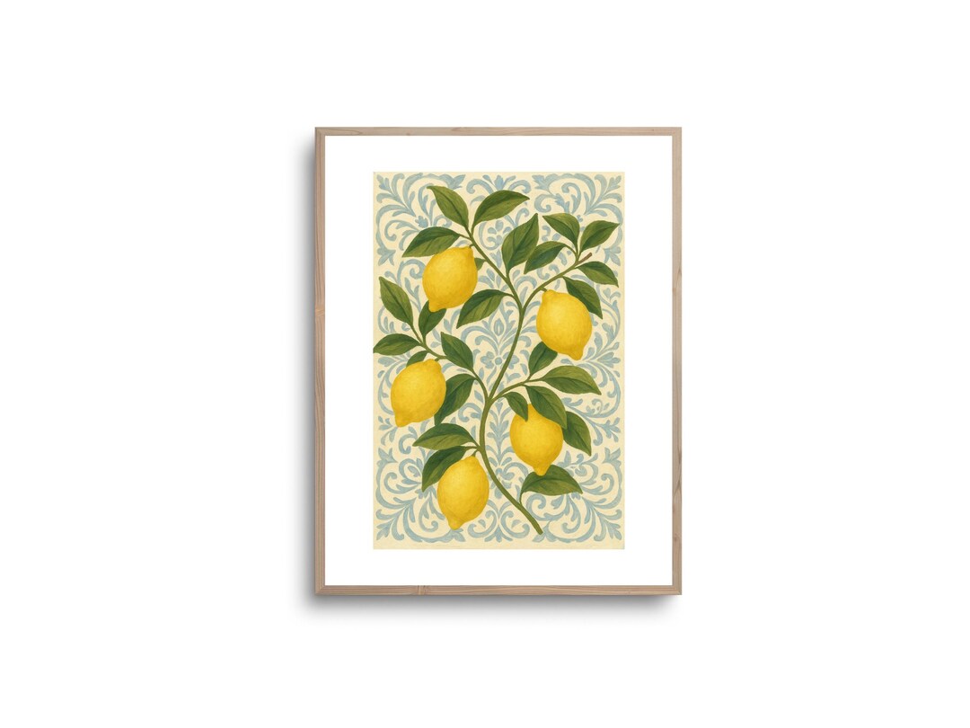 Vintage Lemon Botanical Art Print: Italian Kitchen Decor (digital ...