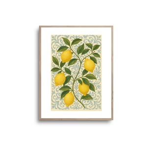 Zitrone Wand Kunst zum ausdrucken, italienische Sommer Küche Dekor, mediterranen Obst Druck, Vintage botanische Zitrus Kunst toskanische Küche Digitaldruck