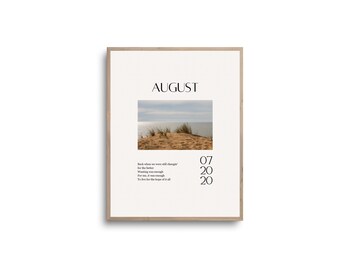 Letra da música August Print: Beach Photo, Music Art (Download digital)