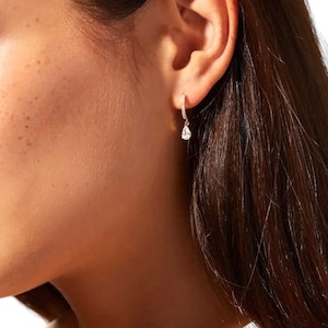 Diamond Drop Earrings, Dainty Earrings, Wedding earrings, bridal earrings, minimalistic earrings, dangle earrings, hoop earrings, gold