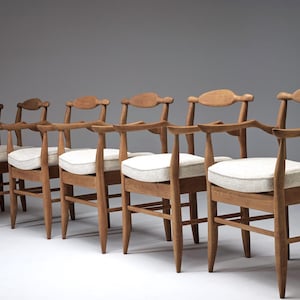 Set of Six “Fumay” Dining Armchairs by Guillerme et Chambron, France, 1960s