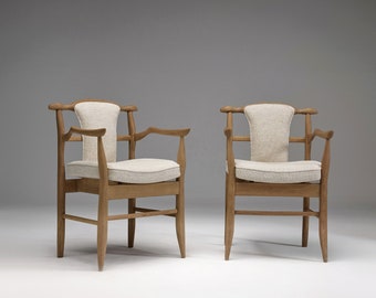 Guillerme et Chambron Pair of “Fumay” Dining Armchairs for Votre Maison, France 1960s