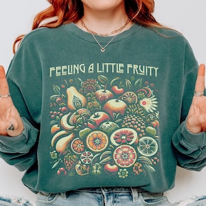 Lesbian Pride Crewneck Sweatshirt - Feeling a Little Fruity, Comfort Colors Subtle Bi Pride Sweatshirt, Funny Bisexual Gift, LGBTQ