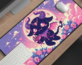 Pastel Goth Baphomet Desk Mat - Bestfriend Gift, Creepy Cute Mouse Pad, Aesthetic Kawaii Desk Mat, Harajuku Witchy Mat, Halloween Desk Mat