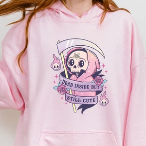 Pink Pastel Halloween Sweatshirt, Creepy Cute Harajuku Halloween Hoodie, Oversized Pastel Goth Clothing, Colorful Kawaii Witchy Stuff