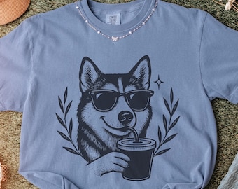 Comfort Colors Cute Husky Shirt, Trendy Dog Lover Shirt, Retro Siberian Husky Mom Gift